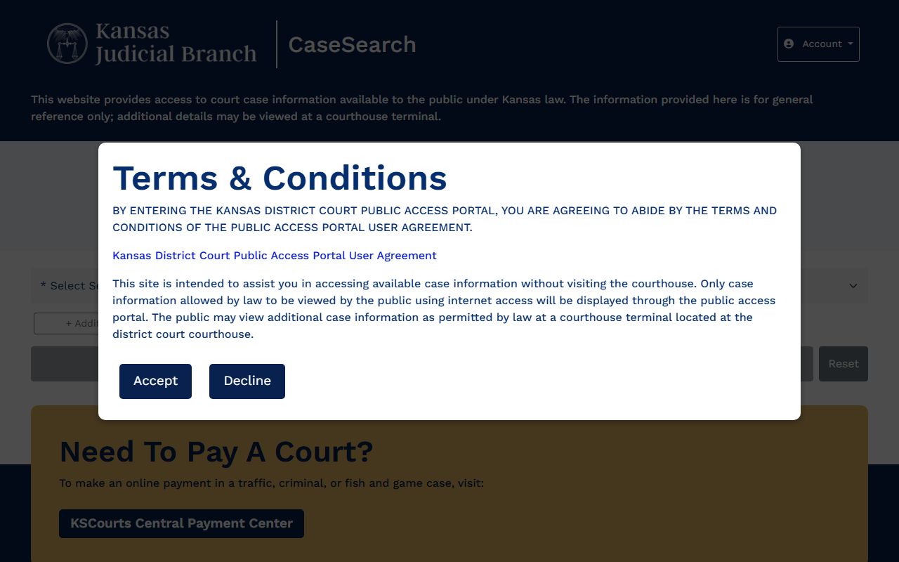 Kansas CaseSearch for Woodson County court records after arrest