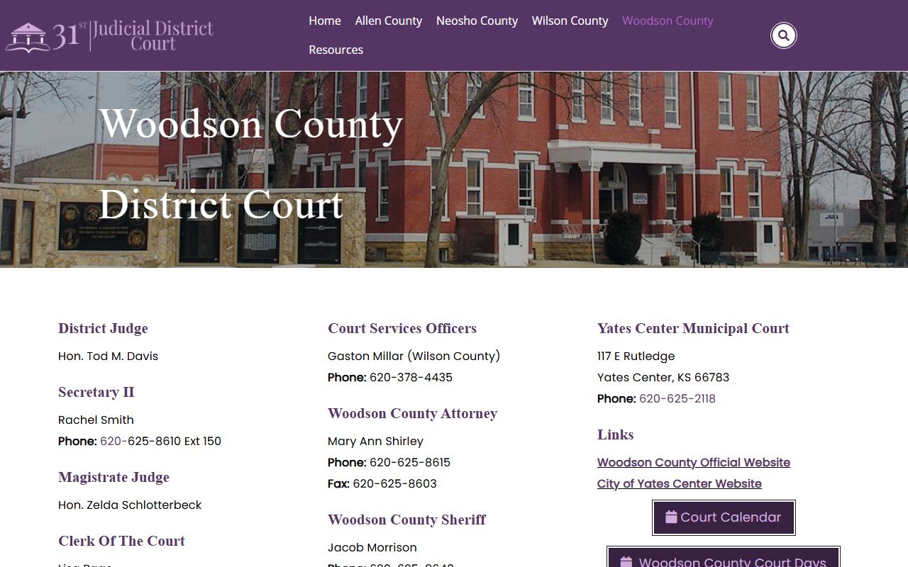 Woodson County court records after jail arrest district court page
