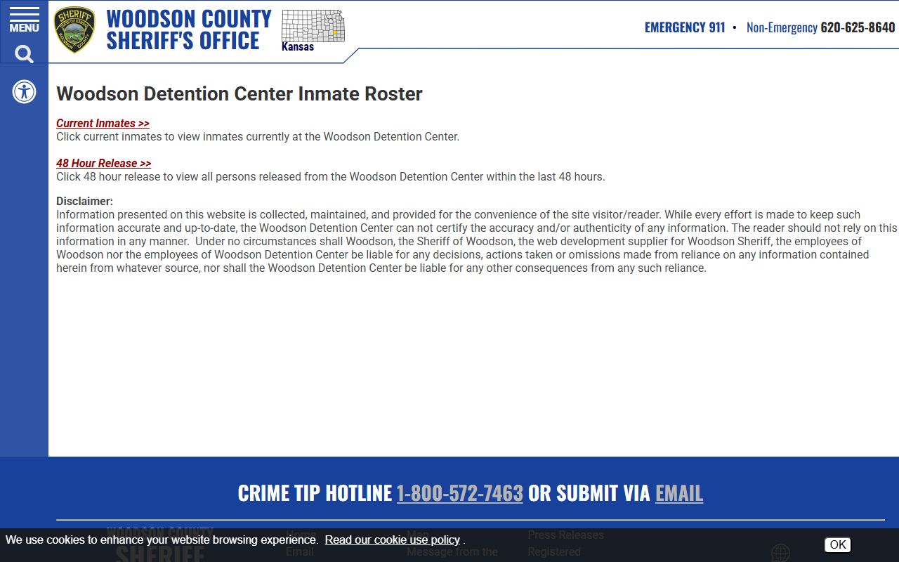 Woodson County jail mugshots roster chooser